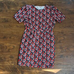 Boden Floral Red and Black Dress